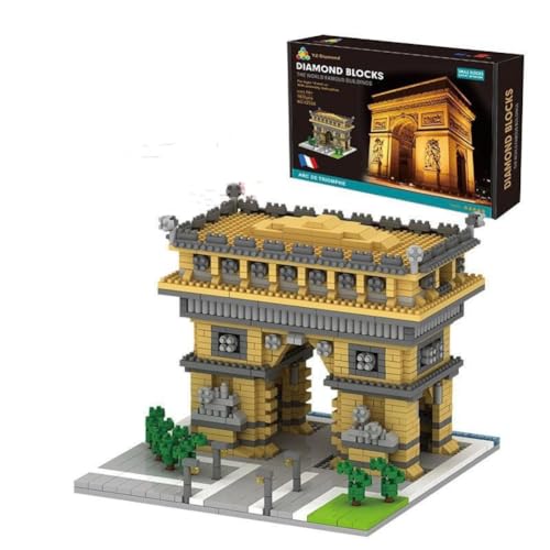 Architektur Bausteine Bausatz, Arc de Triomphe Architektur Modell Bausteine, 1626 Teile Weltberühmtes Gebäude Modellbausatz, Geschenk für Erwachsene und Kinder, Nicht Kompatibel mit Lego (YZ055)