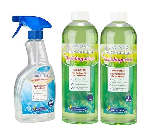 AQUA CLEAN PUR Duft-Reiniger Konzentrat 2x 1l inkl. Sprühflasche (Frühlingswiese)