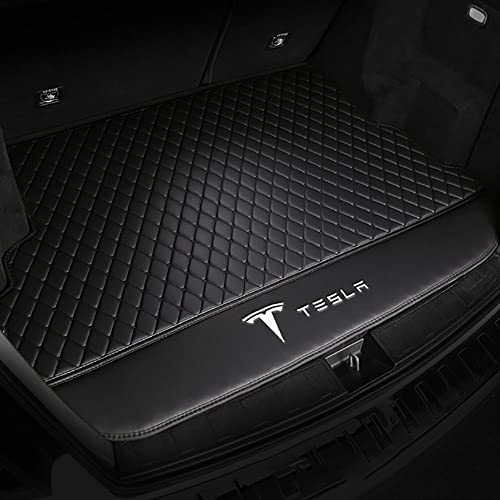 HOWWO Leder Kofferraummatten Kofferraumwanne, für Tesla Model S 2015-2020 Auto Lederschutzunterlage Schutzpolster Styling Interieur Dekorations Zubehör