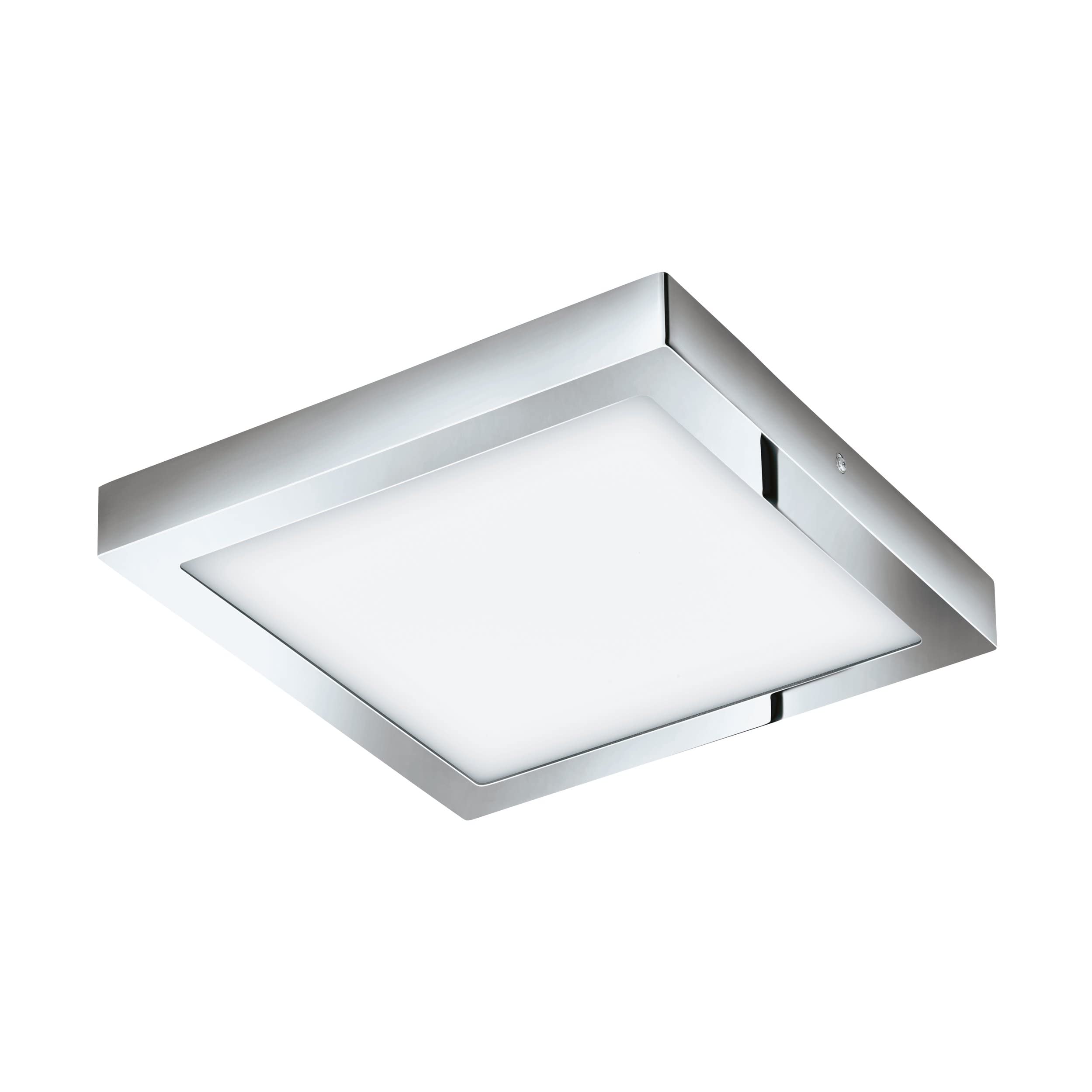 EGLO connect LED Deckenleuchte Fueva-C, Smart Home Deckenlampe, Material: Metallguss, Kunststoff, Farbe: Chrom, L: 30x30 cm, dimmbar, Weißtöne und RGB Farben einstellbar, IP44