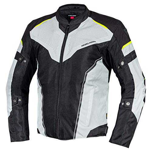 REBELHORN Hiflow IV Motorradjacke für Männer Humax Membrane Ellbogen- und Schulterschutz Abnehmbare Gilet-Belüftungstaschen Reflektierende Elemente