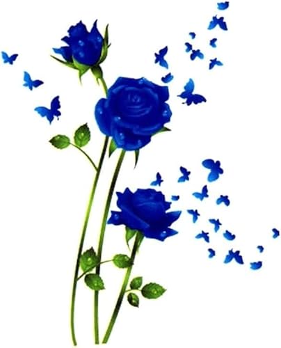 Wasserdichtes temporäres Tattoo, temporäre Tattoos, 8 Blatt, blaue Rose und Schmetterling, wasserdichter temporärer Tattoo-Aufkleber, blaue Blumen, Fake-Tattoo, The Flash-Aufkleber, Tatoo (Color : Bl