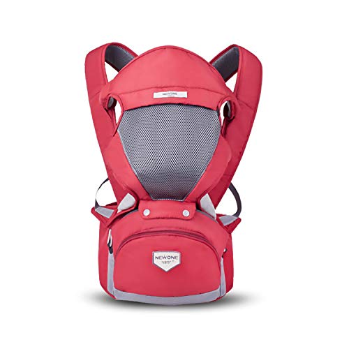 SONARIN Front Multifunktional Hipseat Baby Carrier, Babytrage,Atmungsaktives Netzfutter,Aufwand sparen,Einheitsgröße,Gemütlich und beruhigend für Babys, Einfach zu tragen und Einfach Mom(Rot)
