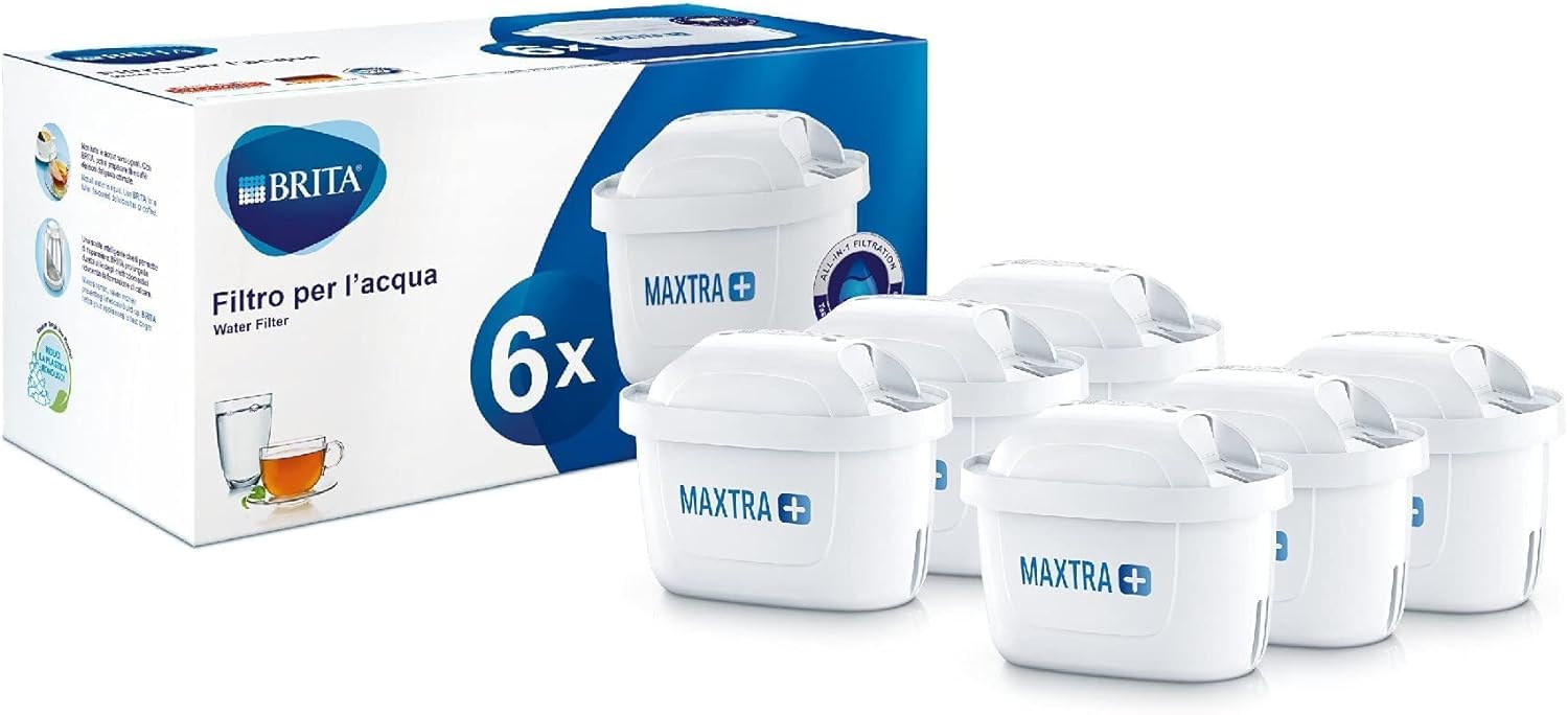 BRITA Filter für Wasserfilter Maxtra +, Kunststoff/Kohle/Harze 6 Filtri Bianco