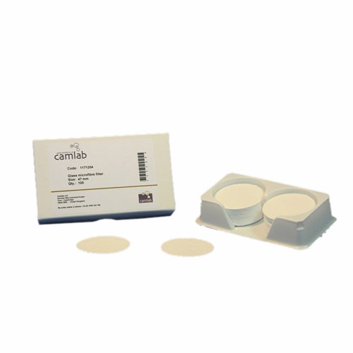 Camlab 1171211 Glas-Mikrofaser-Filterpapier, Klasse 259, 1,6 µm, Durchmesser 125 mm, 100 Stück