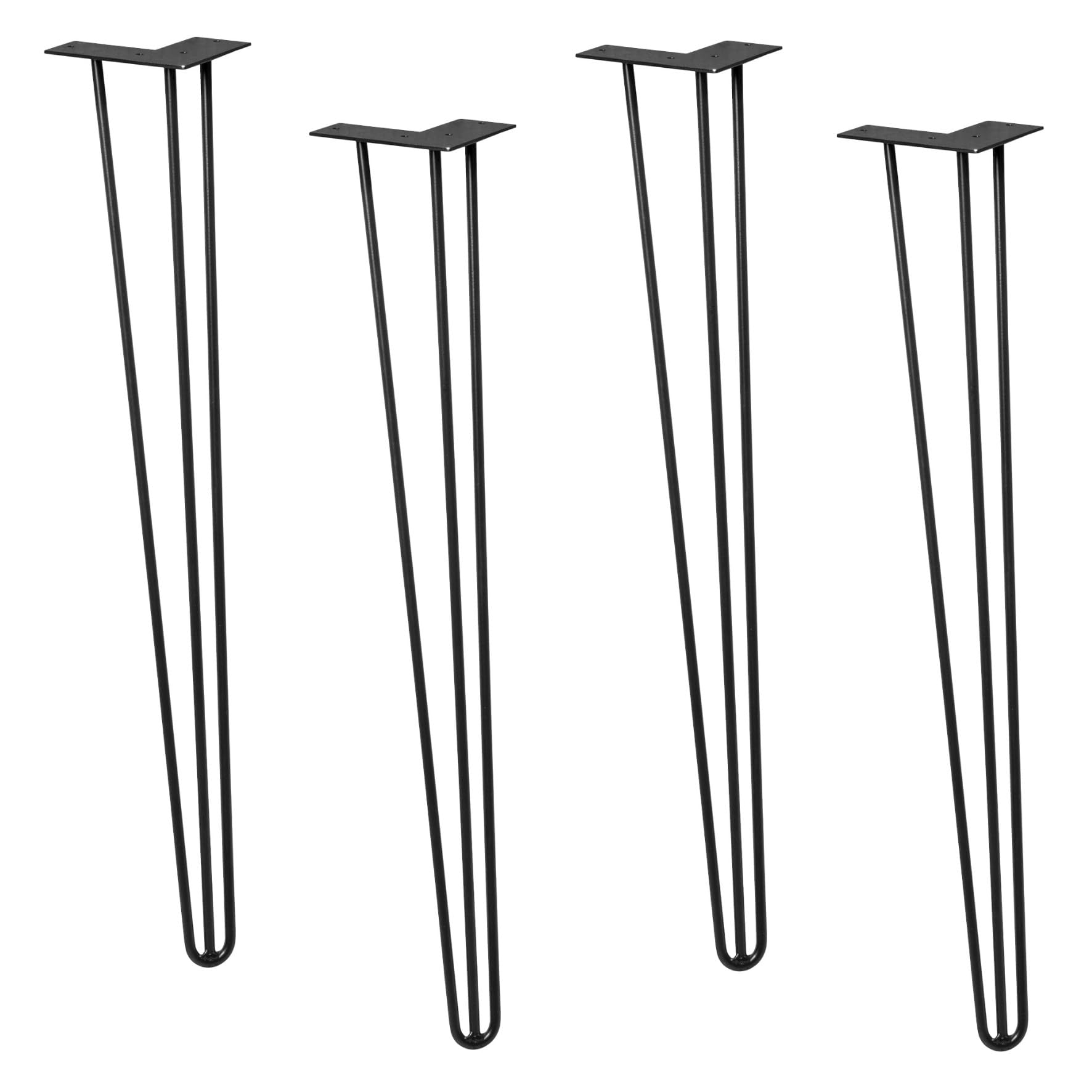 Wagner Möbelbeine/Tischbeine/Möbelfüße - Hairpin Legs 4er Set - Retro - Stahl pulverbeschichtet schwarz, 12 x 12 x 71 cm, Beine konisch/schräg verlaufend, integrierte Anschraubplatte - 12827104