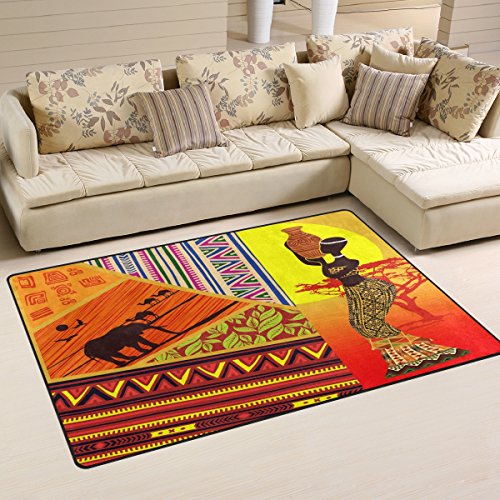 Use7 Tribal Afrika Frauen Elefant Bereich Teppich Teppiche rutschfeste Bodenmatte Fußmatten Wohnzimmer Schlafzimmer 100 x 150 cm