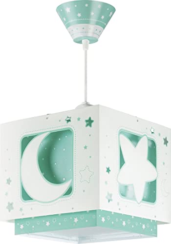 Dalber Kinder Hängelampe Mond und Sterne MoonLight grün, Polypropylen, E27, 1 W, 24 x 24 x 21 cm