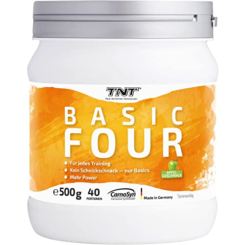 TNT Basic Four White Apple (500g) • Pre Workout Booster • Mit Creapure® Creatin-Monohydrat, Tyrosin, Beta-Alanin • Trainingsbooster