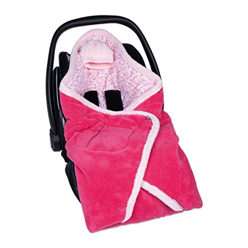 Bemini by Baby Boum 492LIZIE57SF Einschlagdecke für Babyschale BISIDE Softy/Jersey LIZIE pompon 90 x 90 cm ,rosa