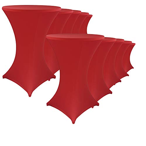 DILUMA Stehtischhussen Stretch Elastique Ø 70-75 cm Rot 10er Set - elastische Premium Stretchhusse für gängige Bistrotische und Stehtische - dehnbarer Tischüberzug