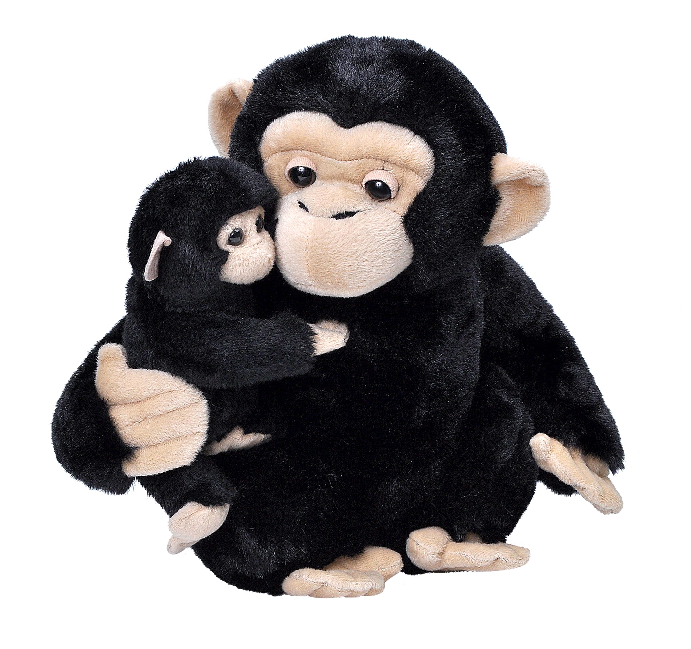 Wild Republic Mom and Baby Schimpanse, Großes Kuscheltier, 38 cm, Geschenkidee für Kinder, Kuscheltier mit Baby, Riesen-Stofftier aus recycelten Wasserflaschen