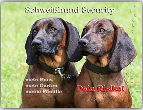 Merchandise for Fans Warnschild - Schild aus Aluminium Motiv: Bayerischer Gebirgsschweißhund Security (01) - Größe: 30x40cm