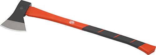 Meister Axt 1250 g - Vibrationsarmer Stiel aus Fiberglas - Ideale Kraftübertragung - Gummiertes Griffende - Zur Bearbeitung von Holz / Universalaxt mit Schneidschutz / Spaltaxt / Fällaxt / 2191700