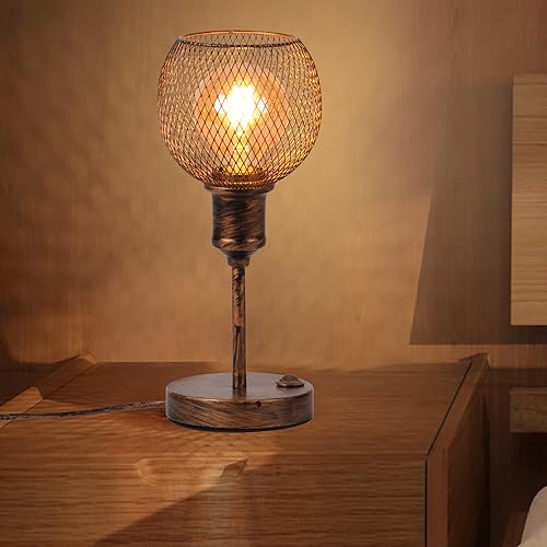 TWSXTE E27 Retro Tischleuchte LED Nachtlicht Dekorative Lampe Nachttischlampe Vintage Nachttischlampe Leselampe mit Schalter (ohne Glühbirne)