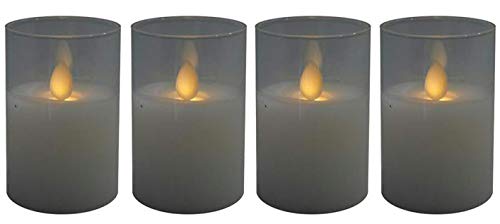 Mini LED Adventskerzen im Glas - Höhe 7,5 cm - 4er Kerzenset/Sparset - Realistische Wackelflamme - Kerze Weihnachten/Kleine Weihnachtskerzen/Adventskranz (Klar/Weiß)