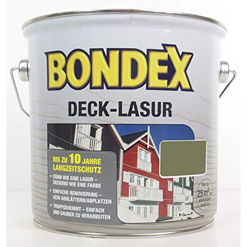 Bondex Deck-Lasur, Schilfgrün, 2,5 l, deckende Holzlasur für Holz in Aussenbereich