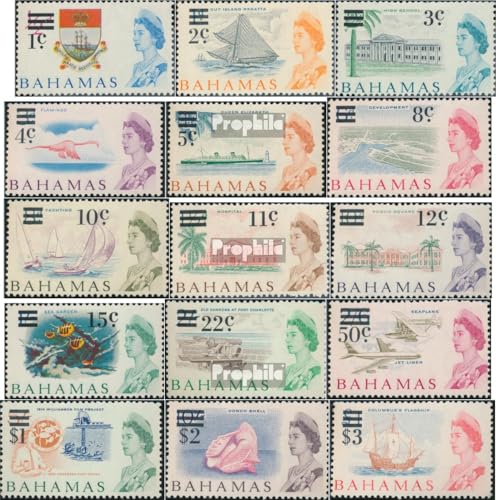 Prophila Collection Bahamas 235-249 (kompl.Ausg.) postfrisch ** MNH 1966 Aufdruckausgabe (Briefmarken für Sammler) Seefahrt/Schiffe