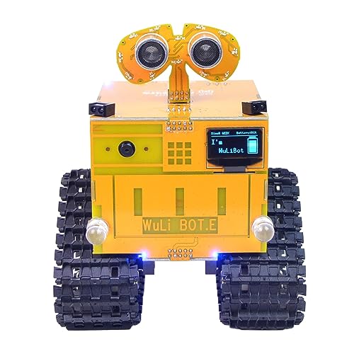 TPPIG 1 Stück WuLiBot Programmierbarer Roboter Mixly+Scratch Dual Grafischer Programmierroboter Gelb mit Kamera