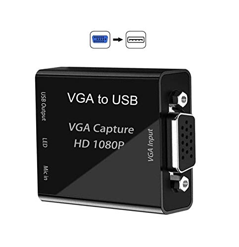 GRACETOP Videoaufzeichnungskarte, Grabber Aufzeichnungskarte für Spiele von VGA auf USB für Streaming, Unterricht und Videokonferenzen