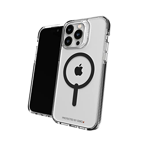 ZAGG Gear 4 Santa Cruz Snap D30 Schutzhülle Kompatibel mit iPhone 14 Pro Max, Schlank, Stoßfest, Kabelloses Laden, MagSafe Kompatibel, (Schwarz)