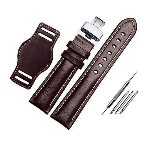 18mm/20mm/21mm/22mm Erste Schicht Rindleder-echte Leder-Uhrenarmband-Armband-Matte Armband mit Mat Handgelenk Armband Zubehör, 21mm