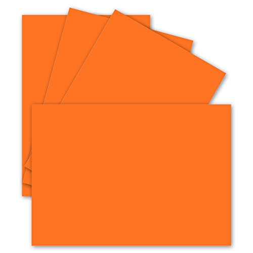 200 Einzel-Karten DIN A6 - 10,5 x 14,8 cm - 240 g/m² - Orange - Tonkarton - Bastelpapier - Bastelkarton- Bastel-karten - blanko Postkarten