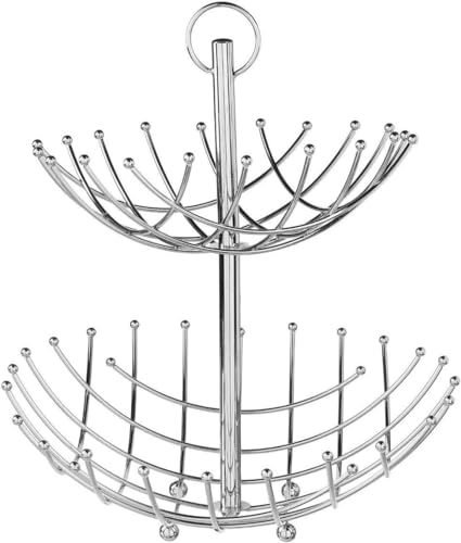 Avilia Obstschale mit 2 Ebenen aus Metall - Obstkorb - 35 x 39 cm, silber