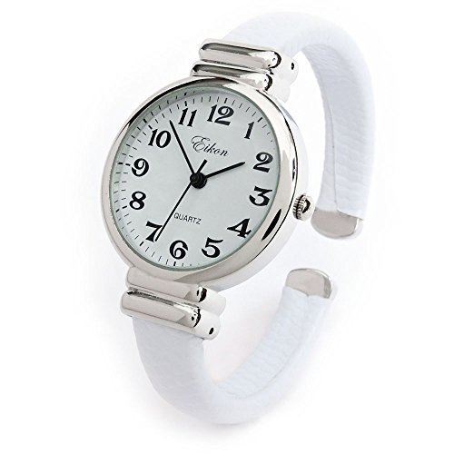Weiß Schlange Stil Band Slim Case Eikon Damen-Armreif Manschette Armbanduhr