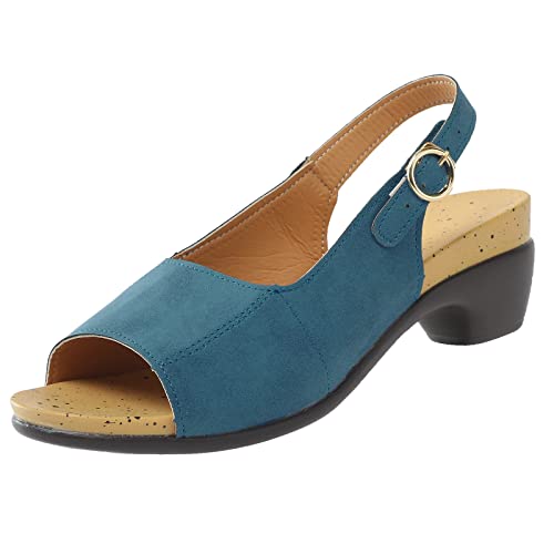Business Schuhe Damen Sandalen für Damen, Elegante, Bequeme Sandalen mit offenem Zehenbereich und niedrigem Blockabsatz Damen Schuhe Pumps (Light Blue, 39)