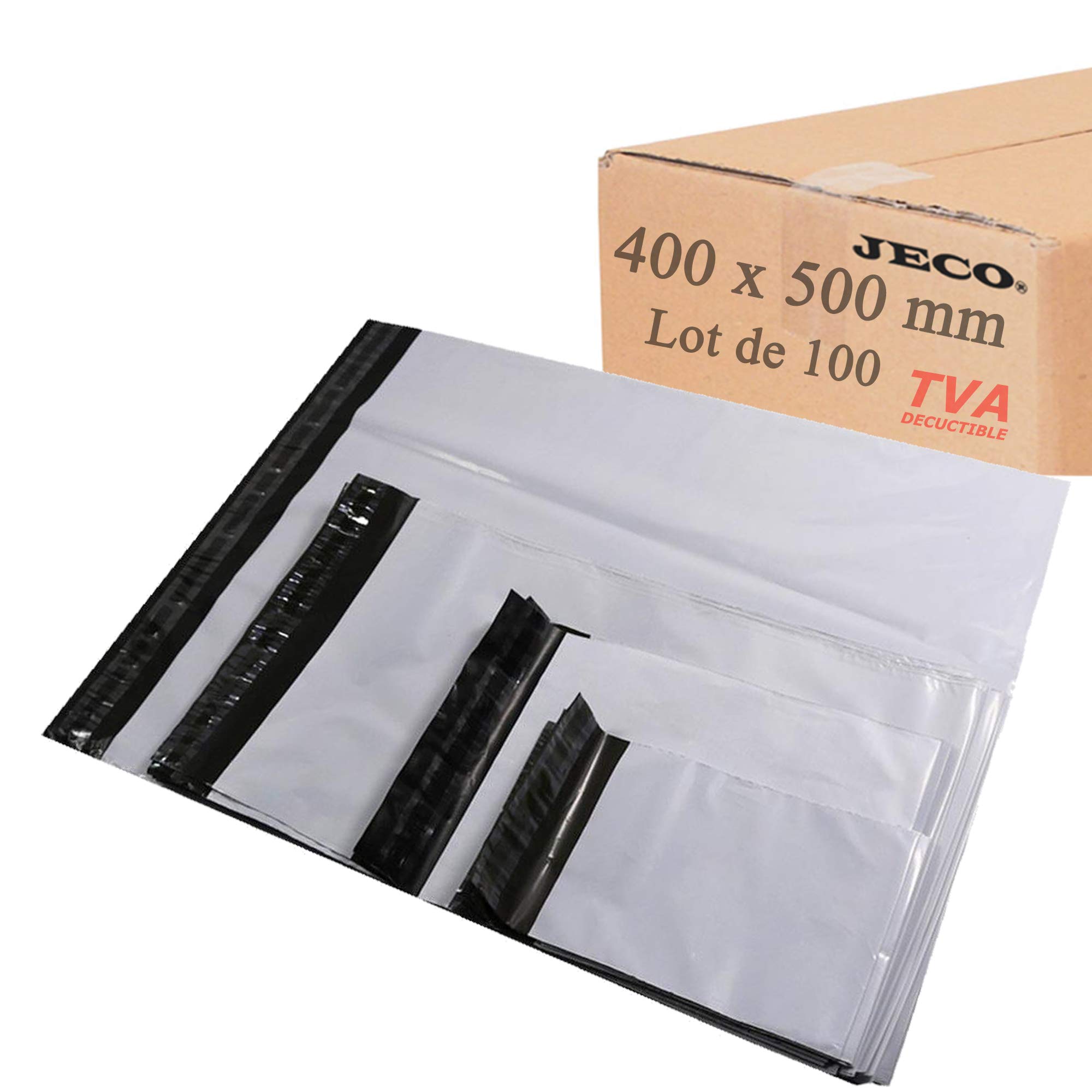 logei® 100 Stück Versandtaschen Kunststoff Versandtaschen Versandtaschen Farbe Weiß + Schwarz, 40 cm x 50 cm