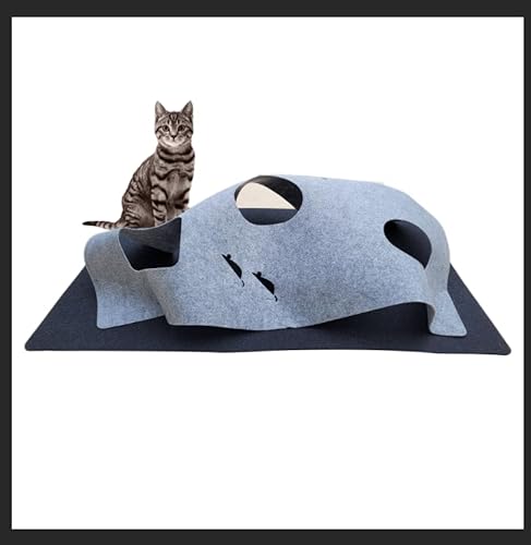 Katzentunnel, 2-Wege Faltbar Kätzchen Tunnel Katzenspielzeug interaktives Pop-Up-Labyrinthhaus-Spielzeug für kleine Kaninchen,Welpen,Frettchen,Meerschweinchen (Spielmatte)