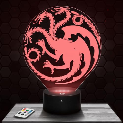 Nachttischlampe, Touch-Nachtlicht Game of Thrones Targaryen 3D-LED-Lampe Illusion, Geschenkidee Weihnachten Geburtstag Junge und Mädchen Nachttischlampe Kinder- oder Erwachsenenzimmer