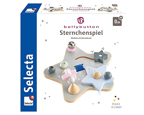 Schmidt Spiele 64029 Sternchenspiel, Mobiles Erlebnisbrett, Motorikspielzeug aus Holz, 19 cm, Bellybutton by Selecta