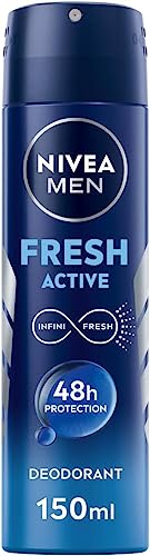 Nivea MEN Fresh Active Spray Deodorant 6 x 150 ml, Herren-Deodorant mit Ozean-Extrakten, Anti-Atmungsaktives Deodorant für 48 Stunden frischen Duft