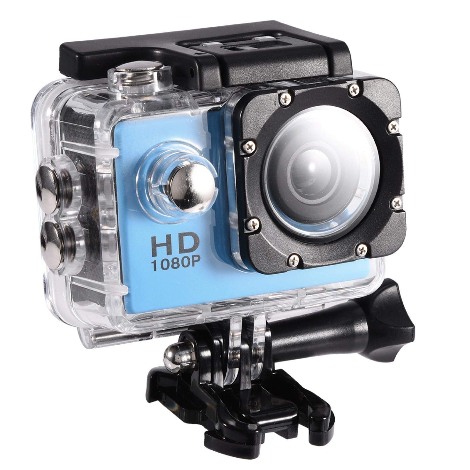 Mini DV Sportkamera, Action Kamera 4K wasserdichte 30 m Outdoor Sportvideo DV Kamera 1080P Full HD LCD Mini Camcorder Montagezubehör Kits(Blau)