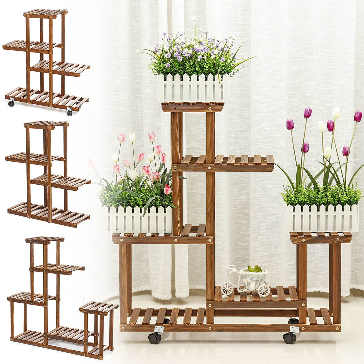 Mehrstöckiges Holz-Blumenregal, Pflanzenständer, Holzregale, Bonsai-Ausstellungsregal für den Innenbereich