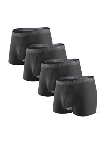 David Archy Herren Boxershorts mit Separate Ausbuchtung Micro Modal Unterhosen mit Eingriff, 4er Pack(M, Schwarz x4)