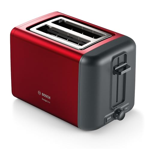 Bosch TAT3P424DE DesignLine Kompakt Toaster, rot/anthrazit