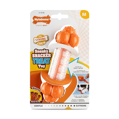 Nylabone Sneaky Snacker Strukturiertes Hundeleckerli-Dosierung Spielzeug Speck Geschmack Medium/Wolf - für Hunde bis 16kg