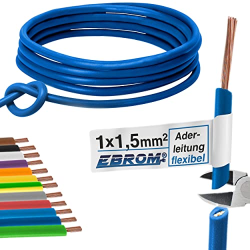 Aderleitung - Einzelader flexibel - PVC Leitung - H07V-K 1,5 mm² - Farbe: dunkelblau – Länge: 40m 40 Meter