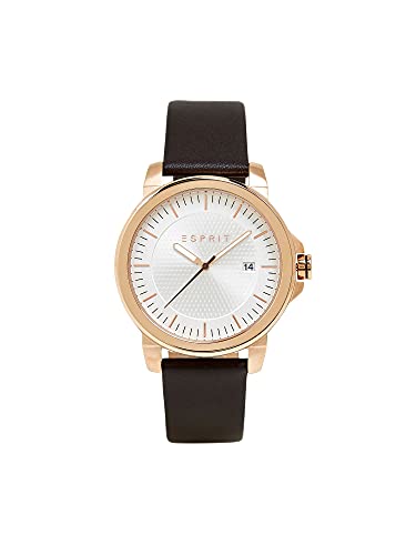 Esprit Edelstahl-Uhr mit Leder-Armband