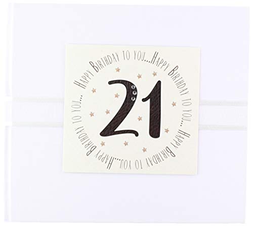 White Cotton Cards MTGA18G Gästebuch"Happy Birthday to You, 21"
