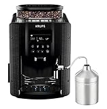 Krups Essential Kaffeevollautomat mit Milchschlauch, 2-Tassen-Funktion, LCD-Display, Einfache Reinigung, Kaffeemaschine, TÜV-Siegel, Schwarz, EA816031
