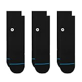 Stance Icon Quarter 3 Pack Mens Fashion Socks Large Black