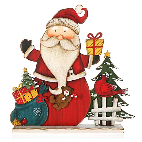 com-four® Dekorativer Aufsteller für Weihnachten - Weihnachtsmann aus Holz zum Hinstellen - Weihnachtsdekoration zum Verzieren und Verschenken (01 Stück - Santa Claus 34cm)