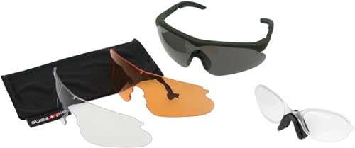 blntackle76 Set Swiss Eye® Raptor incl Clip Adapter für Sehstärken Korrektur Brille balistiche Schutzbrille, Schießbrille, Sportbrille Wechselgläser, swisseye ® Farbewahl (olive/grün)