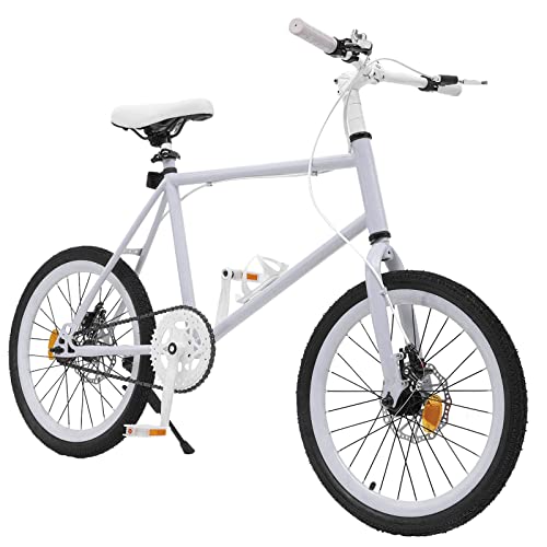 VKROOD 20 Zoll Kinderfahrrad, Höhenverstellbar Leichtes City Fahrrad mit Flaschenhalter für Jungen, Mädchen, Geeignet ab 130cm - 155 cm, Weiß