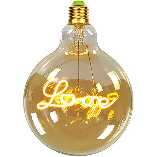 TIANFAN Vintage LED-Lampen Big Globe G125 4W 220 / 240V Alphabete Spezielle dekorative Glühbirne Super Yellow Warm (Love)
