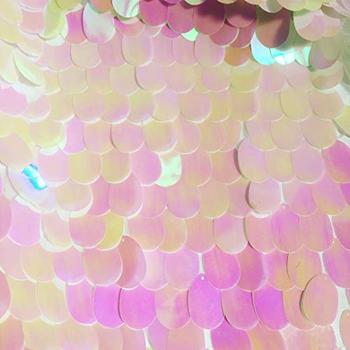Jumbo-Paillettenstoff, Tropfenform, Pailletten, Stretch-Material für Hochzeit, Vorhänge, Kulissen, Dekoration, 130 cm breit, glitzernd, schillerndes Pink (Meterware)